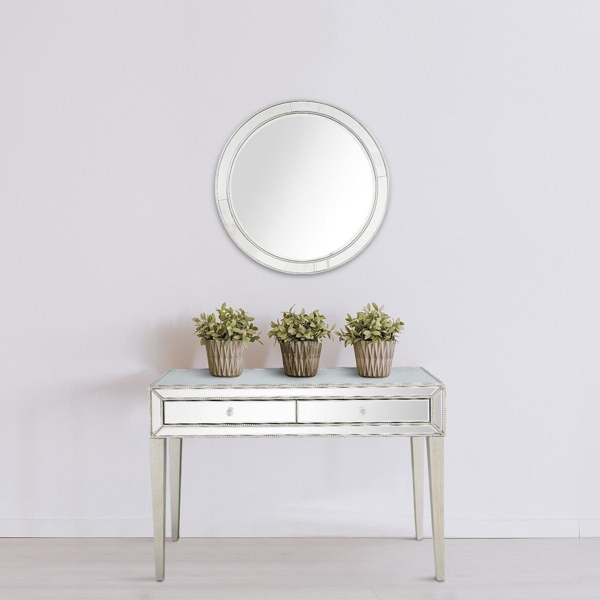 48" Silver Mirrored Glass Console Table - Homeroots