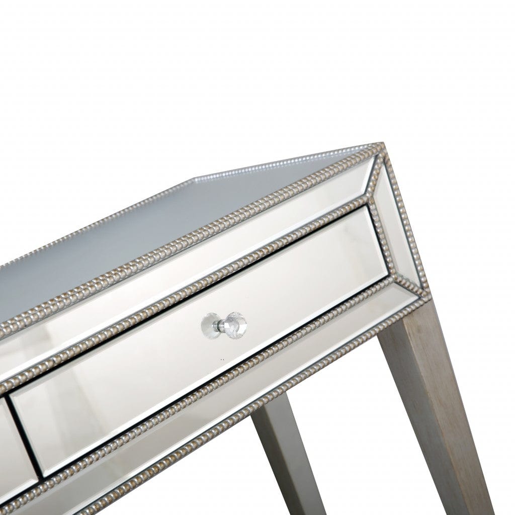 48" Silver Mirrored Glass Console Table - Homeroots
