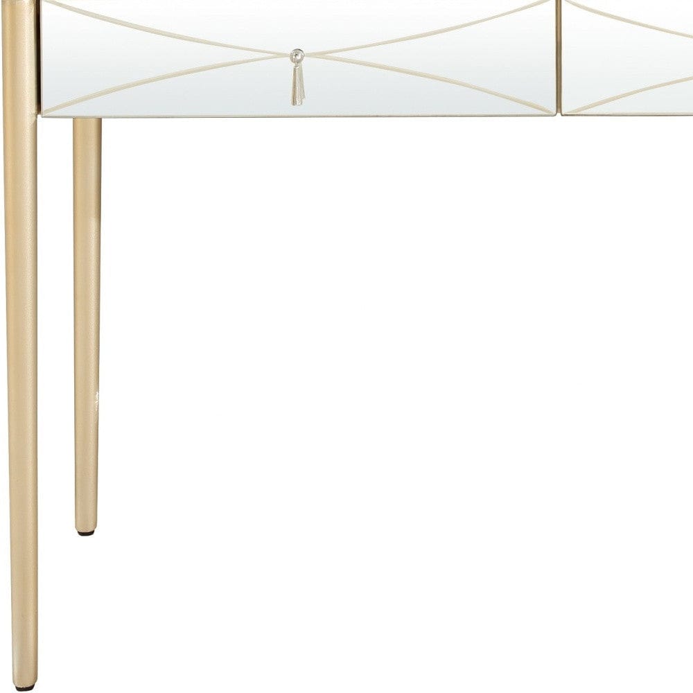 48" Champagne Mirrored Glass Console Table - Homeroots