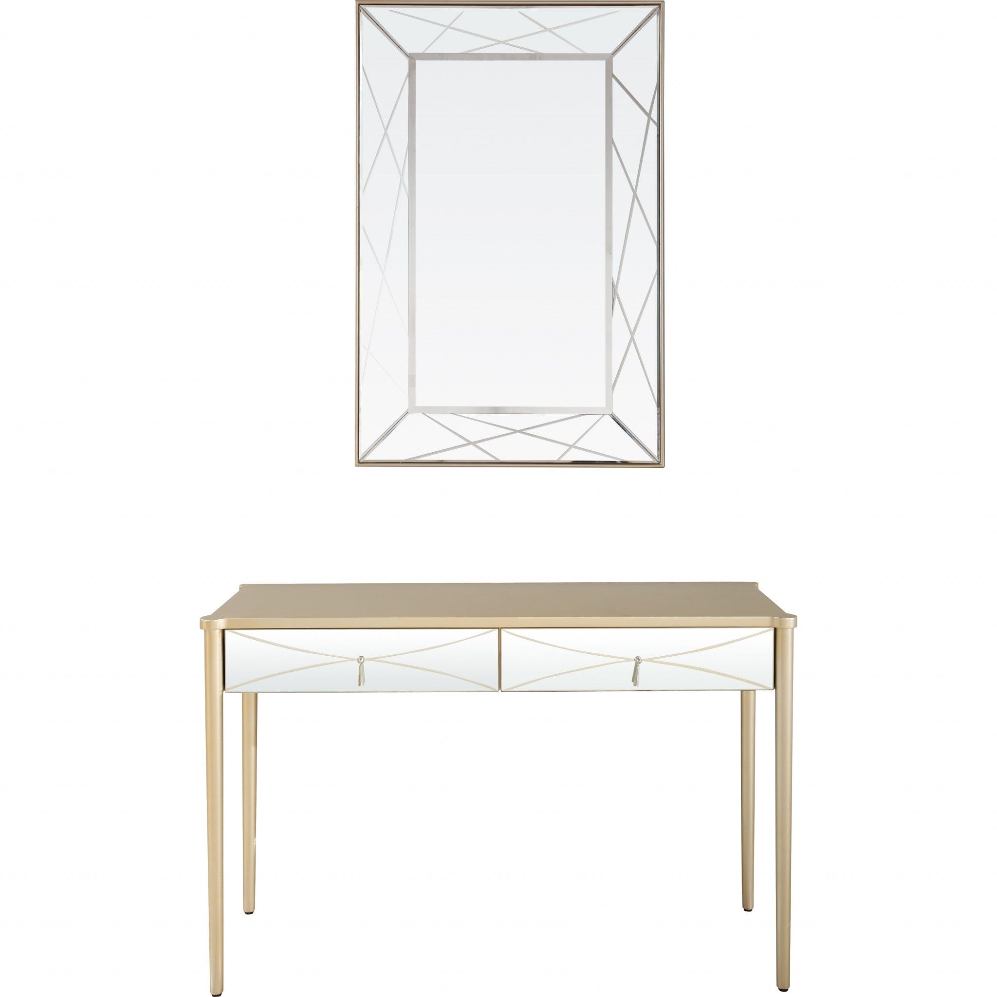 48" Champagne Mirrored Glass Console Table - Homeroots