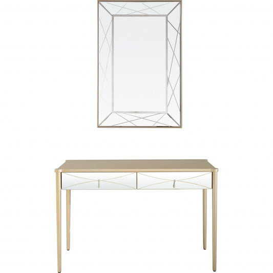 48" Champagne Mirrored Glass Console Table - Homeroots
