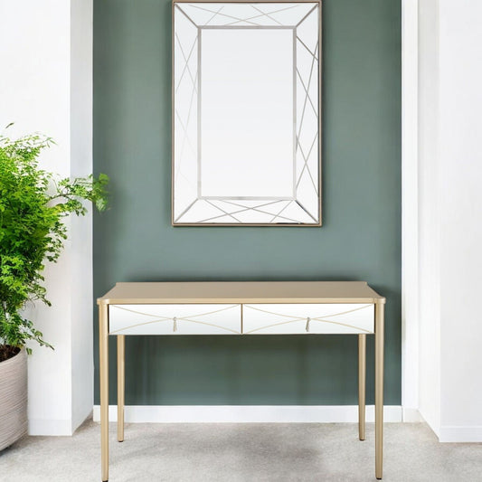 48" Champagne Mirrored Glass Console Table - Homeroots