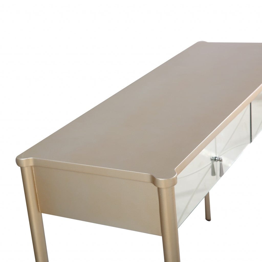 48" Champagne Mirrored Glass Console Table - Homeroots