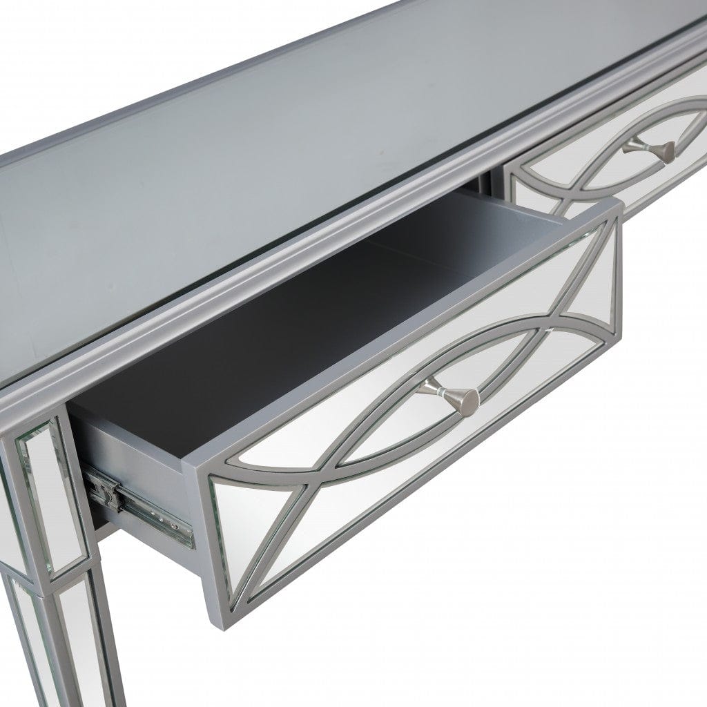 Silver Glass Mirror Console Table - Homeroots