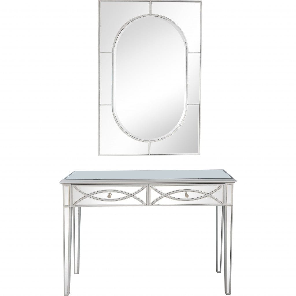 Silver Glass Mirror and Console Table - Homeroots