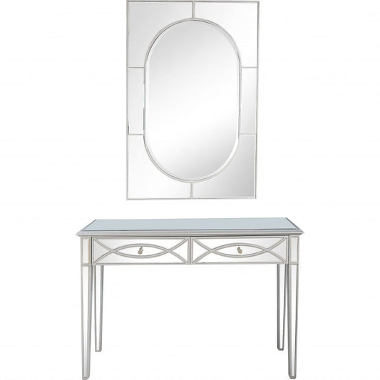 Silver Glass Mirror and Console Table - Homeroots