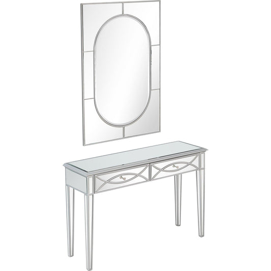 Silver Glass Mirror and Console Table - Homeroots