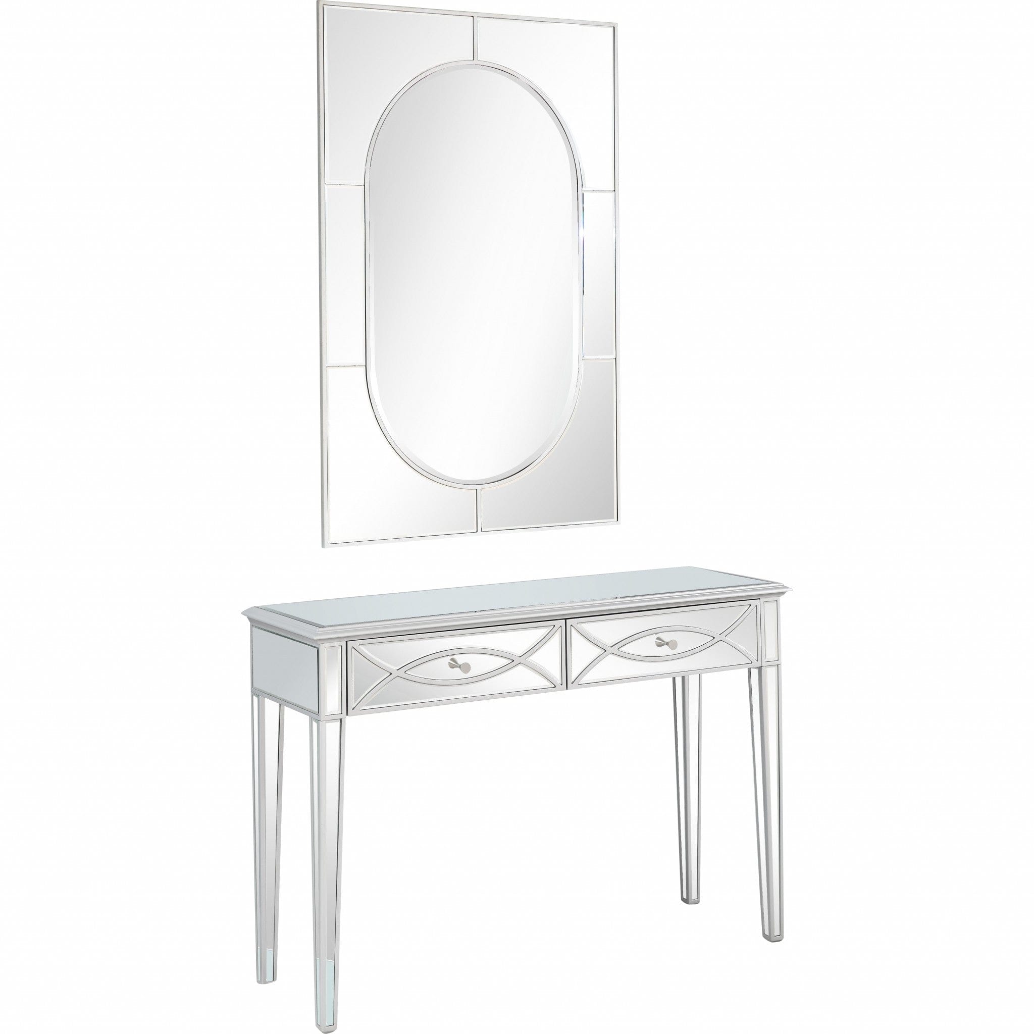 Silver Glass Mirror and Console Table - Homeroots
