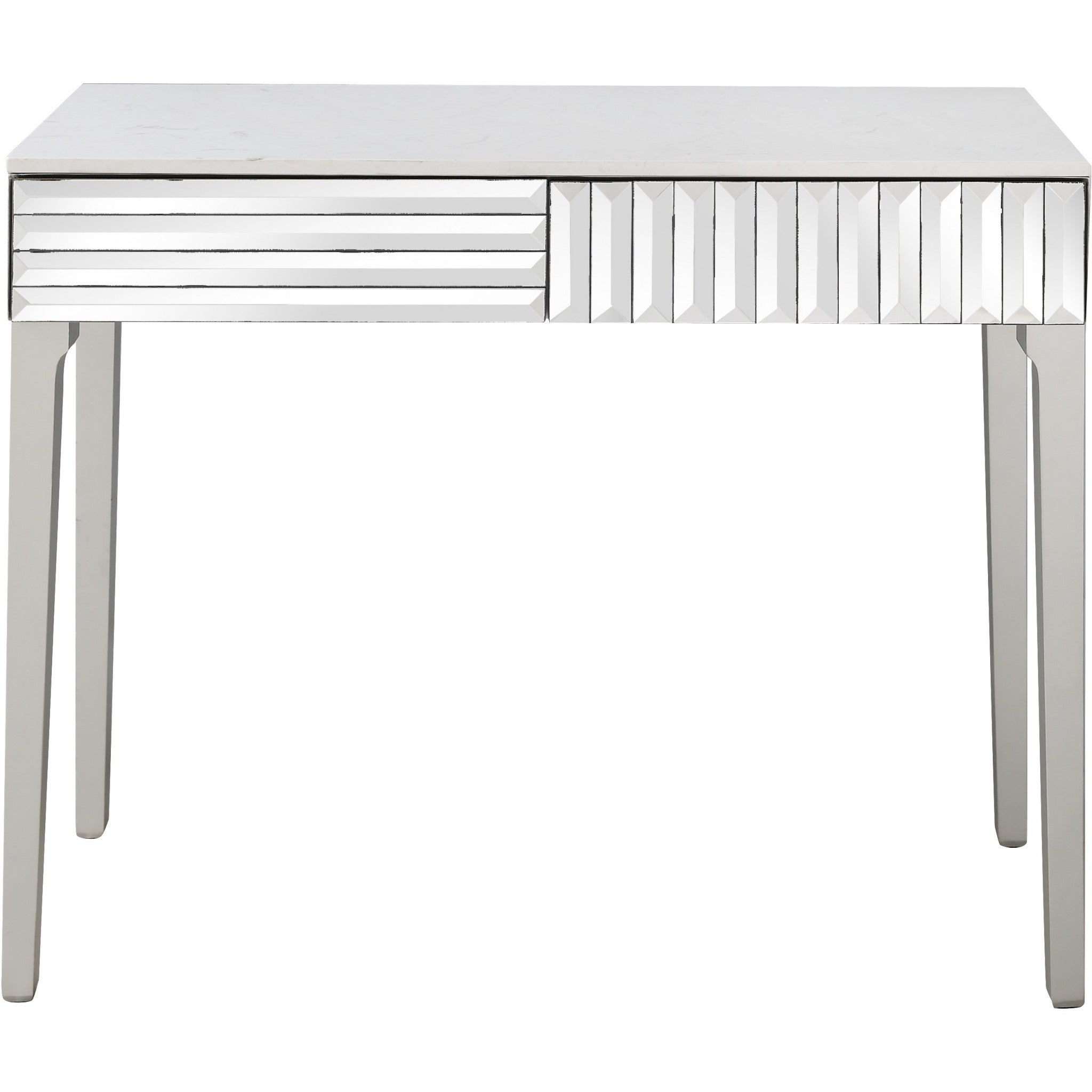 40" Silver Mirrored Glass Console Table