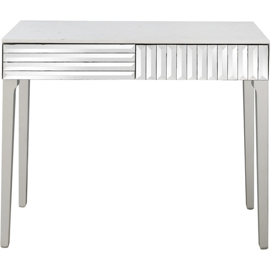 40" Silver Mirrored Glass Console Table