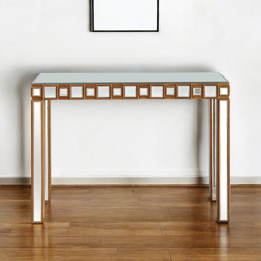 43" Gold Mirrored Glass Console Table