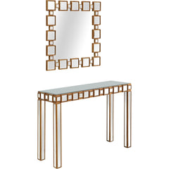43" Gold Mirrored Glass Console Table