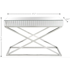 47" Silver Mirrored Glass Console Table