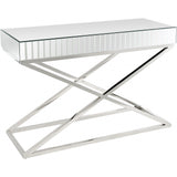 47" Silver Mirrored Glass Console Table - Homeroots