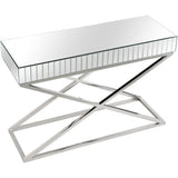 47" Silver Mirrored Glass Console Table - Homeroots