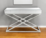 47" Silver Mirrored Glass Console Table - Homeroots