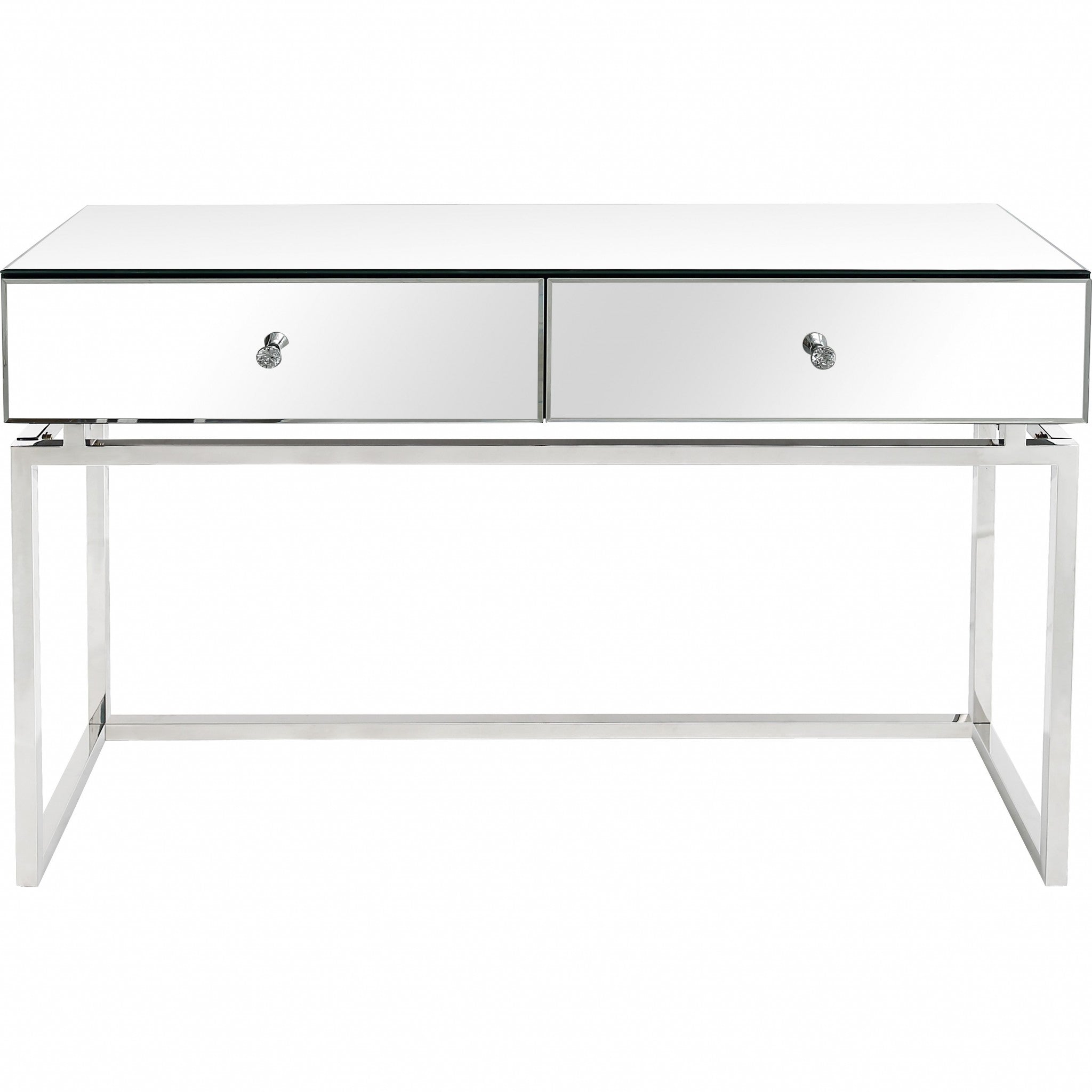 47" Silver Mirrored Glass Console Table