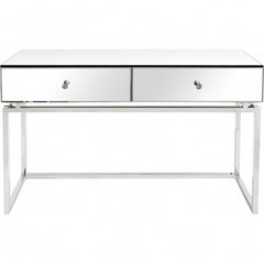 47" Silver Mirrored Glass Console Table