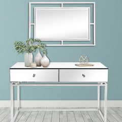 47" Silver Mirrored Glass Console Table