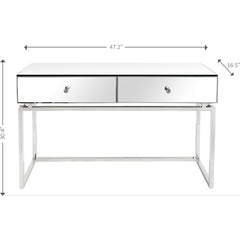 47" Silver Mirrored Glass Console Table