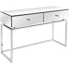 47" Silver Mirrored Glass Console Table