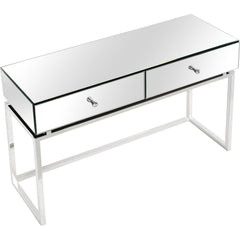 47" Silver Mirrored Glass Console Table