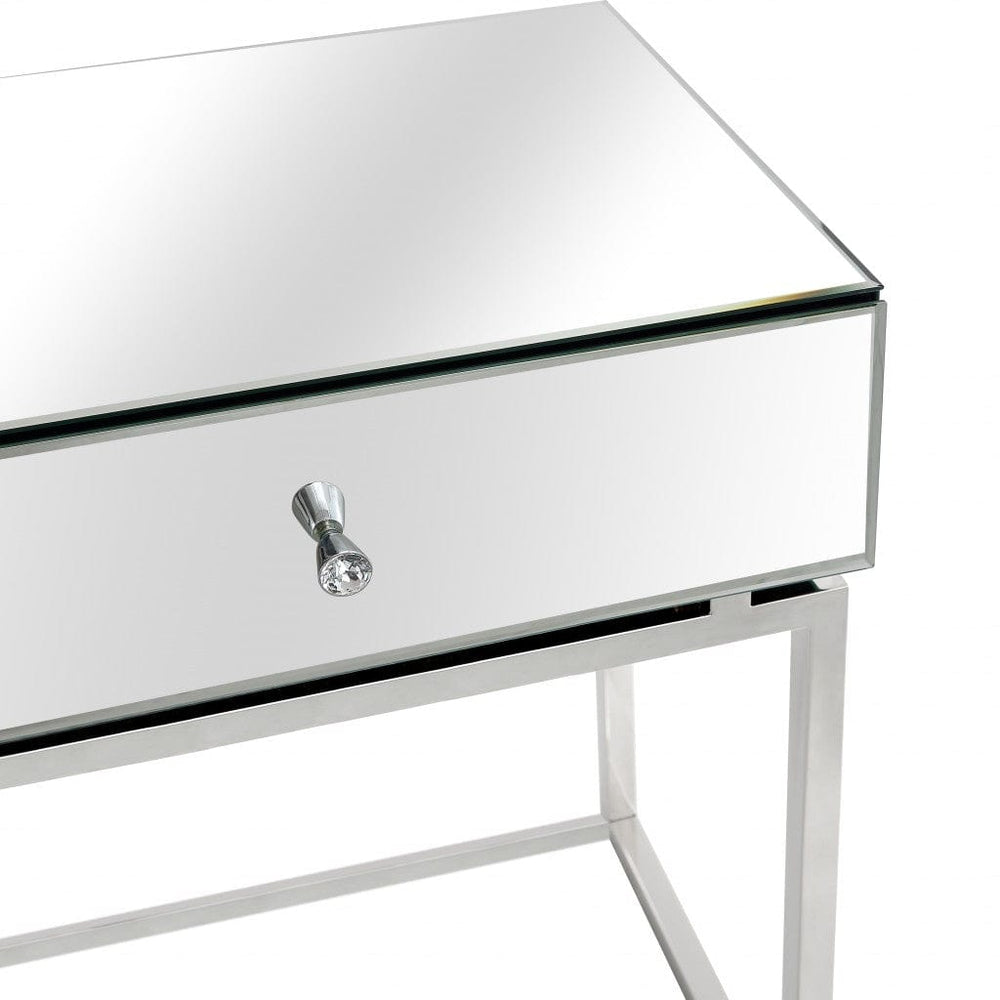 47" Silver Mirrored Glass Console Table - Homeroots