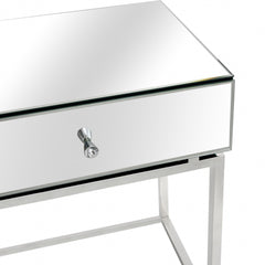 47" Silver Mirrored Glass Console Table