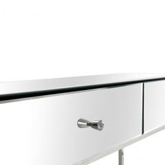 47" Silver Mirrored Glass Console Table