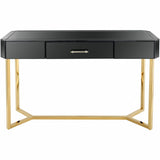 47" Black Mirrored Glass Console Table - Homeroots