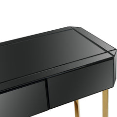 47" Black Mirrored Glass Console Table - Homeroots