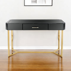 47" Black Mirrored Glass Console Table