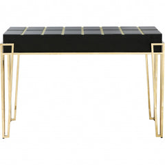 47" Black and Gold Mirrored Glass Console Table