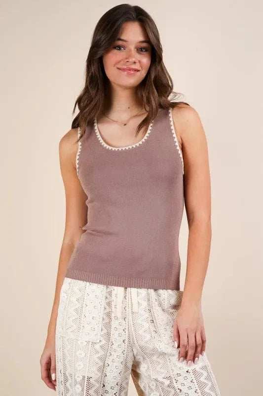 VERY J Blanket Style Sleeveless Knit Tank - Trendsi - Flyclothing LLC