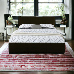 Black Solid and Manufactured Wood King Upholstered Faux Leather Bed Frame