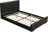 Black Solid and Manufactured Wood King Upholstered Faux Leather Bed Frame - Homeroots