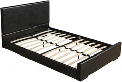 Black Solid and Manufactured Wood King Upholstered Faux Leather Bed Frame
