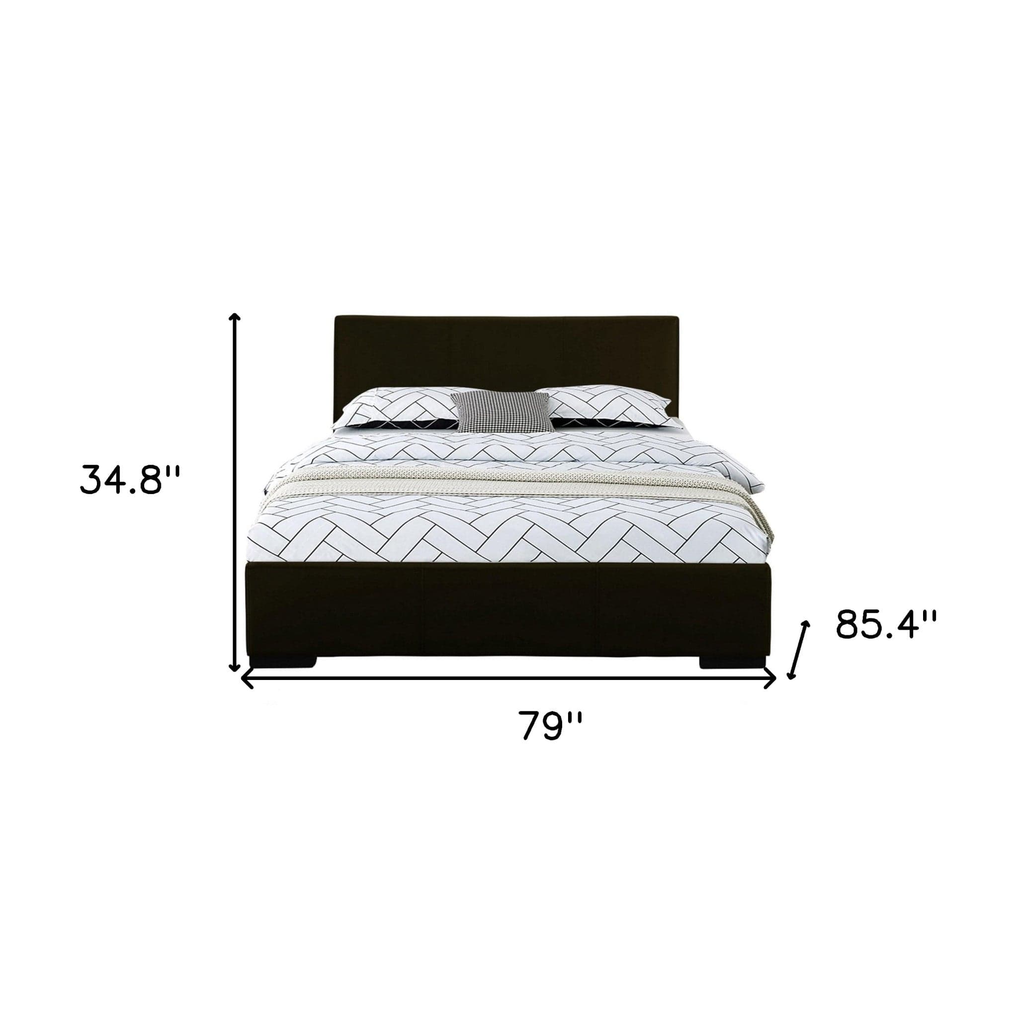 Black Solid and Manufactured Wood King Upholstered Faux Leather Bed Frame - Homeroots