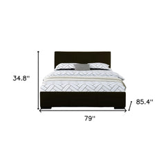 Black Solid and Manufactured Wood King Upholstered Faux Leather Bed Frame - Homeroots