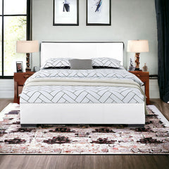 White Solid and Manufactured Wood King Upholstered Faux Leather Bed Frame