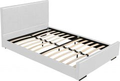 White Solid and Manufactured Wood King Upholstered Faux Leather Bed Frame