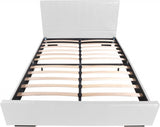 White Solid and Manufactured Wood King Upholstered Faux Leather Bed Frame - Homeroots