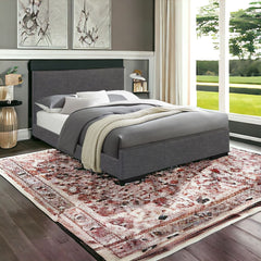 Gray Solid and Manufactured Wood Queen Upholstered Polyester Blend Bed Frame - Homeroots