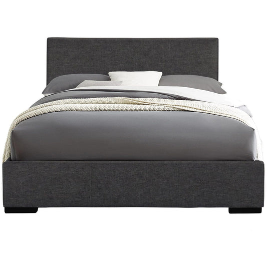 Gray Solid and Manufactured Wood Queen Upholstered Polyester Blend Bed Frame - Homeroots