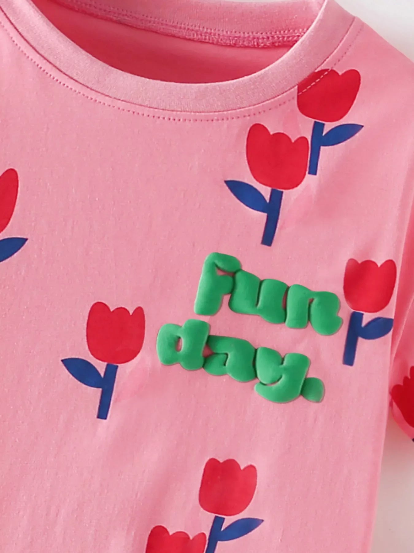 Children's Flower Round Neck Tee and Shorts Set - Trendsi - Flyclothing LLC