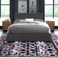 Gray Solid and Manufactured Wood King Upholstered Polyester Blend Bed Frame - Homeroots