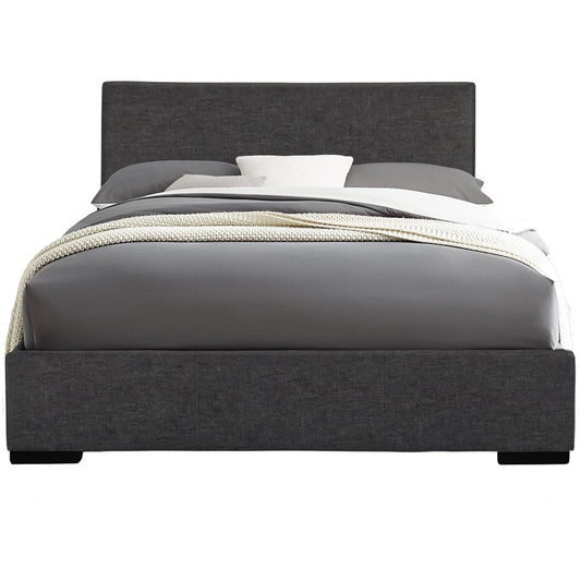 Gray Solid and Manufactured Wood King Upholstered Polyester Blend Bed Frame