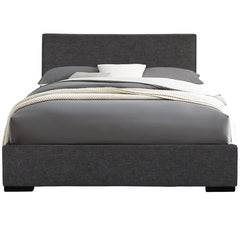 Gray Solid and Manufactured Wood King Upholstered Polyester Blend Bed Frame