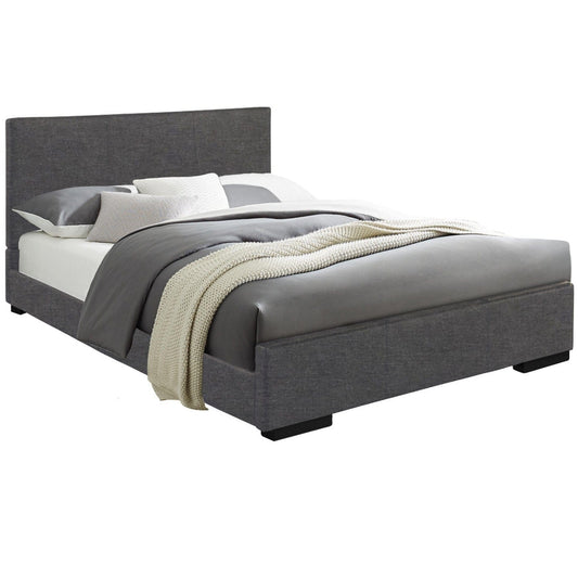 Gray Solid and Manufactured Wood King Upholstered Polyester Blend Bed Frame - Homeroots