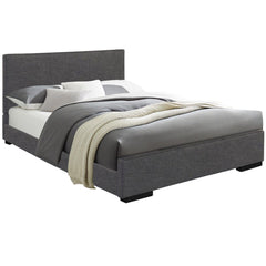 Gray Solid and Manufactured Wood King Upholstered Polyester Blend Bed Frame - Homeroots